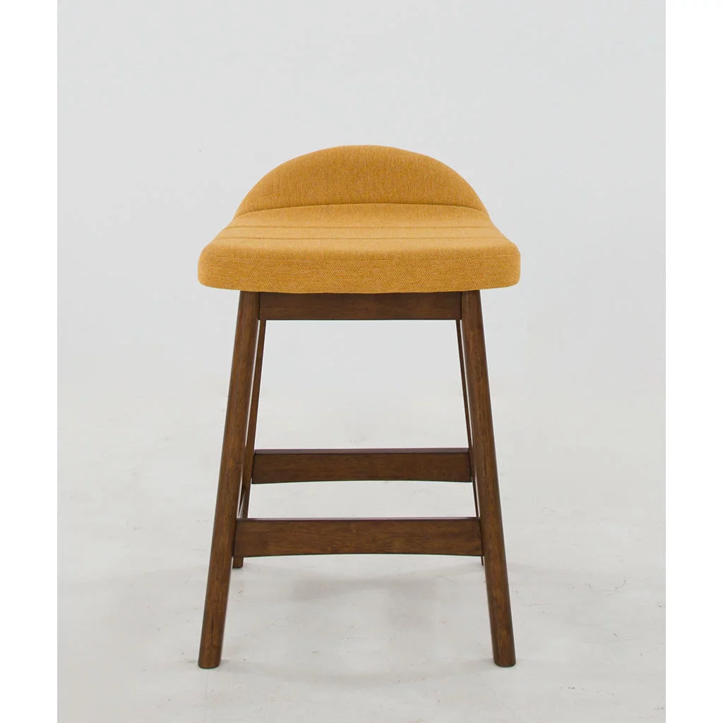 Signature Design by Ashley Lyncott Contemporary 28.5" Counter Height Upholstered Bar Stool with Foam Cushion, Set of 2, Mustard & Brown