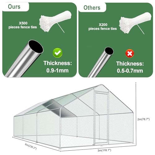 Extra Large Metal Chicken Coop Walk-in Poultry Cage Chicken Hen Run House Cage Rabbits Habitat Cage Spire Shaped Coop with Waterproof &