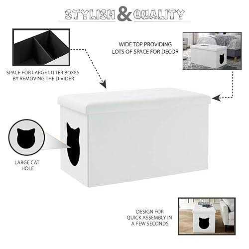 Sweet Barks Designer Cat Litter Box Enclosure Hidden Washroom Bench Ottoman - Pet Supplies online store