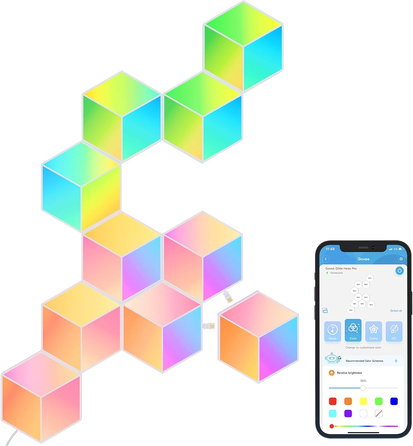 Govee Glide Hexa Pro Light Panels, RGBIC 3D Hexagon Wall Lights, Wi-Fi LED Creation Light with Music Sync
