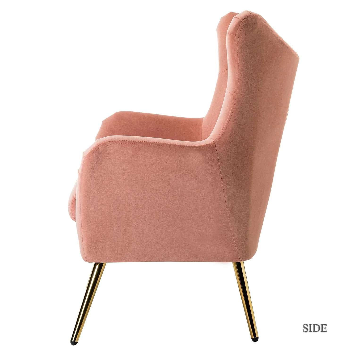 HULALA HOME Eusebio Tufted Velvet Accent Chair with Wingback, Arms, and Metal Gold Legs for Living Room or Bedroom by  GREEN