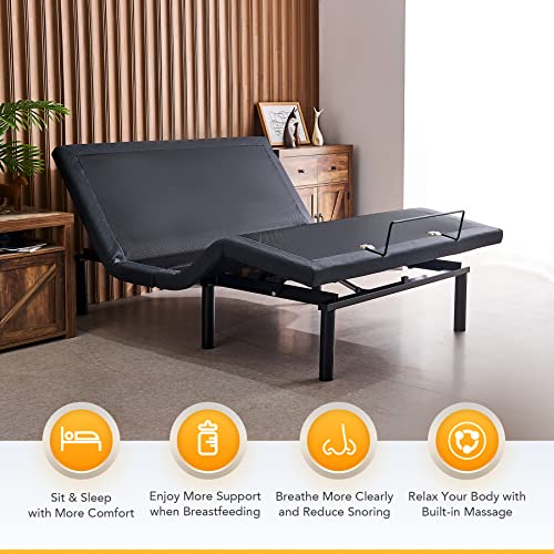 VONLUCE Motorized Bed Frame with Remote Control, Zero Clearance Adjustable Bed Base