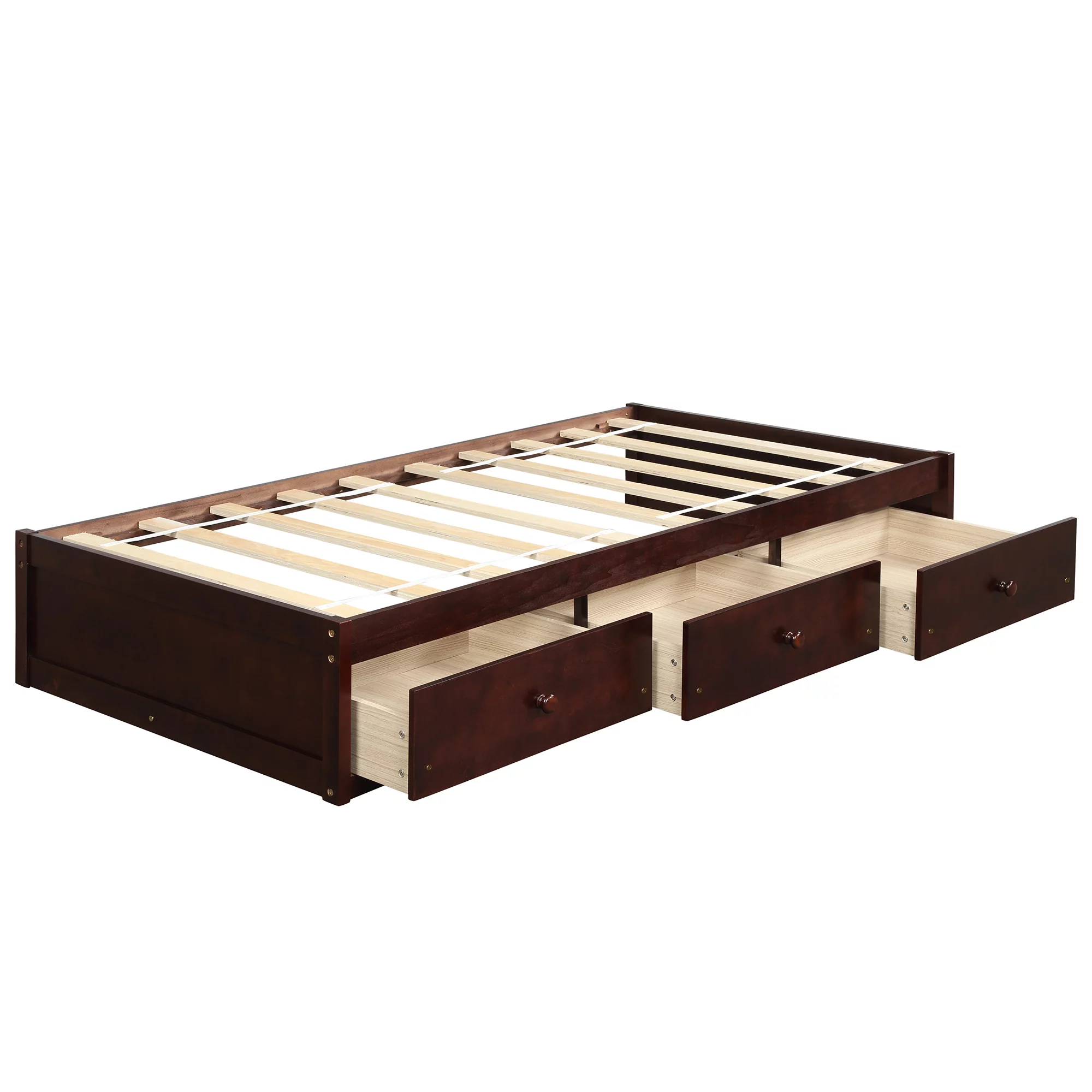 Nestfair Cherry Twin Size Platform Storage Bed with 3-Drawers