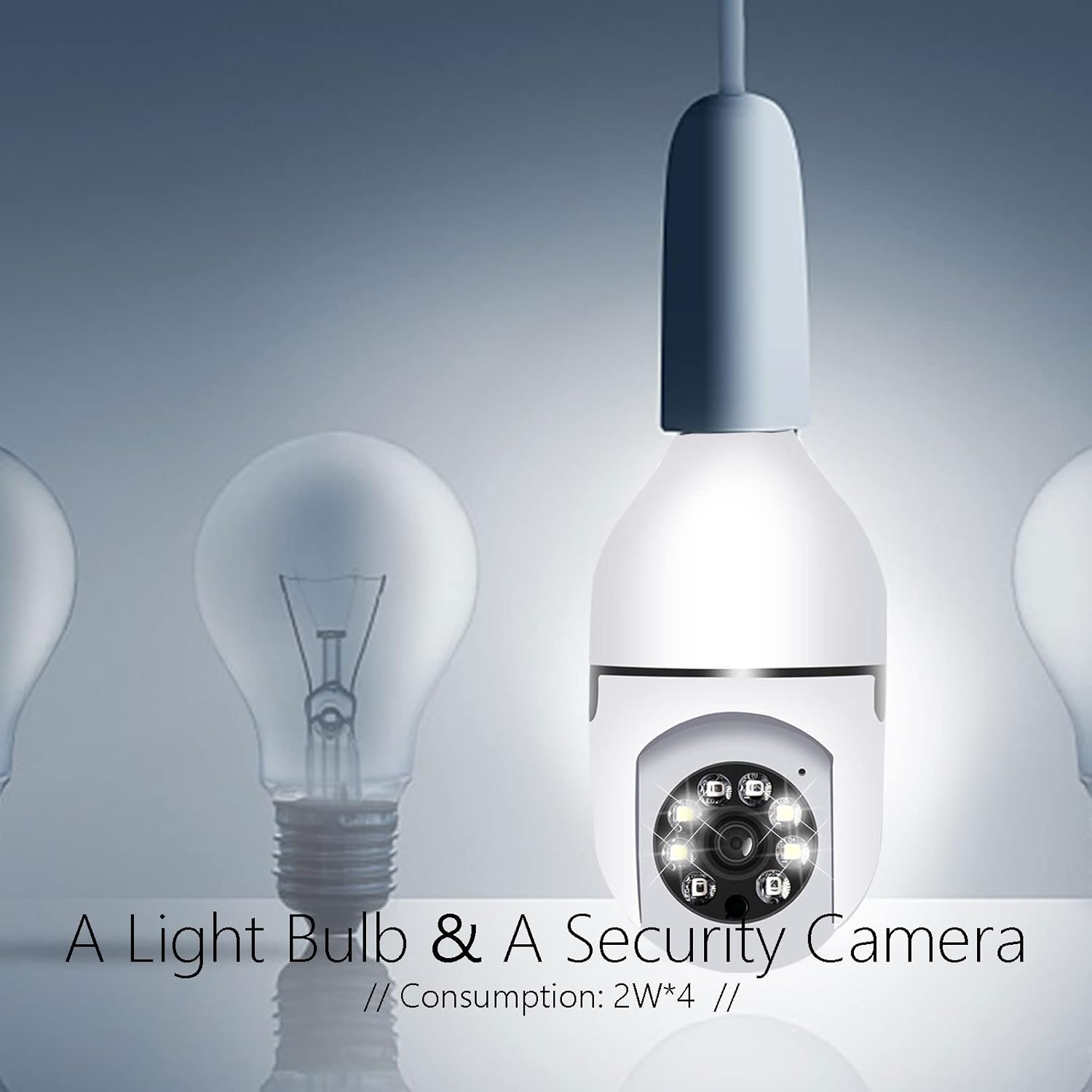 Pan Tilt Security Light Camera, Full HD 1080P Wireless Wi-Fi IP Camera
