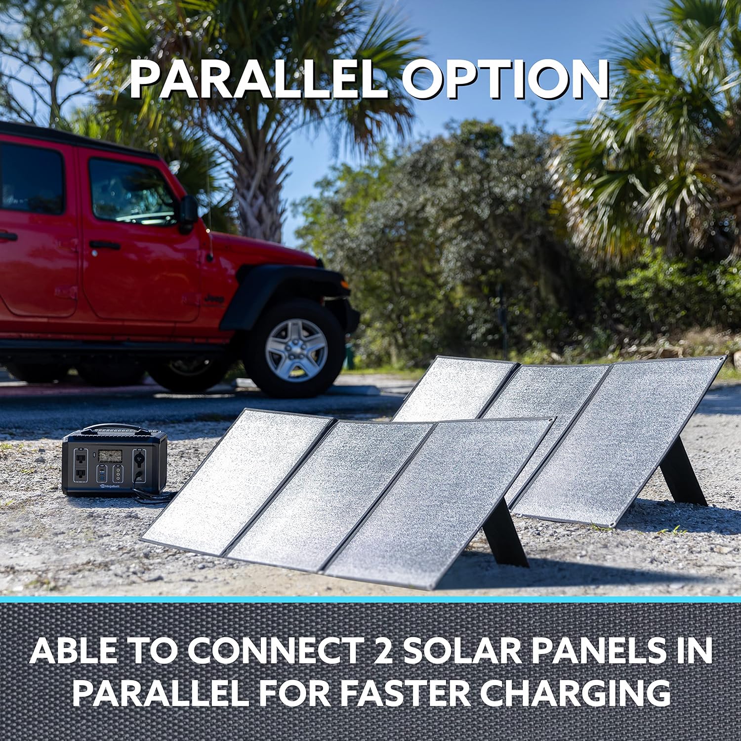 NinjaBatt 120W Foldable Portable Solar Panel for Power Stations, Compatible with Jackery Explorer, Goazl Zero Yeti