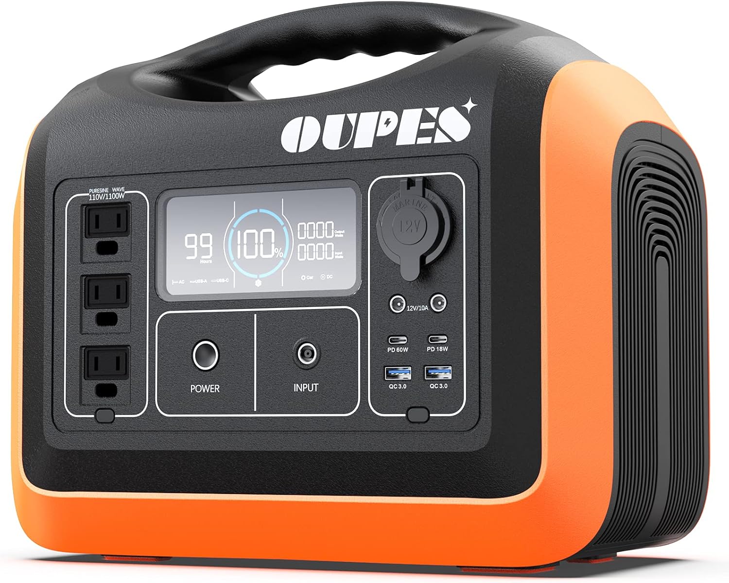 Portable Power Station 600W, OUPES Solar Generator with 100W Panel, 186000mAh Battery Backup Generator