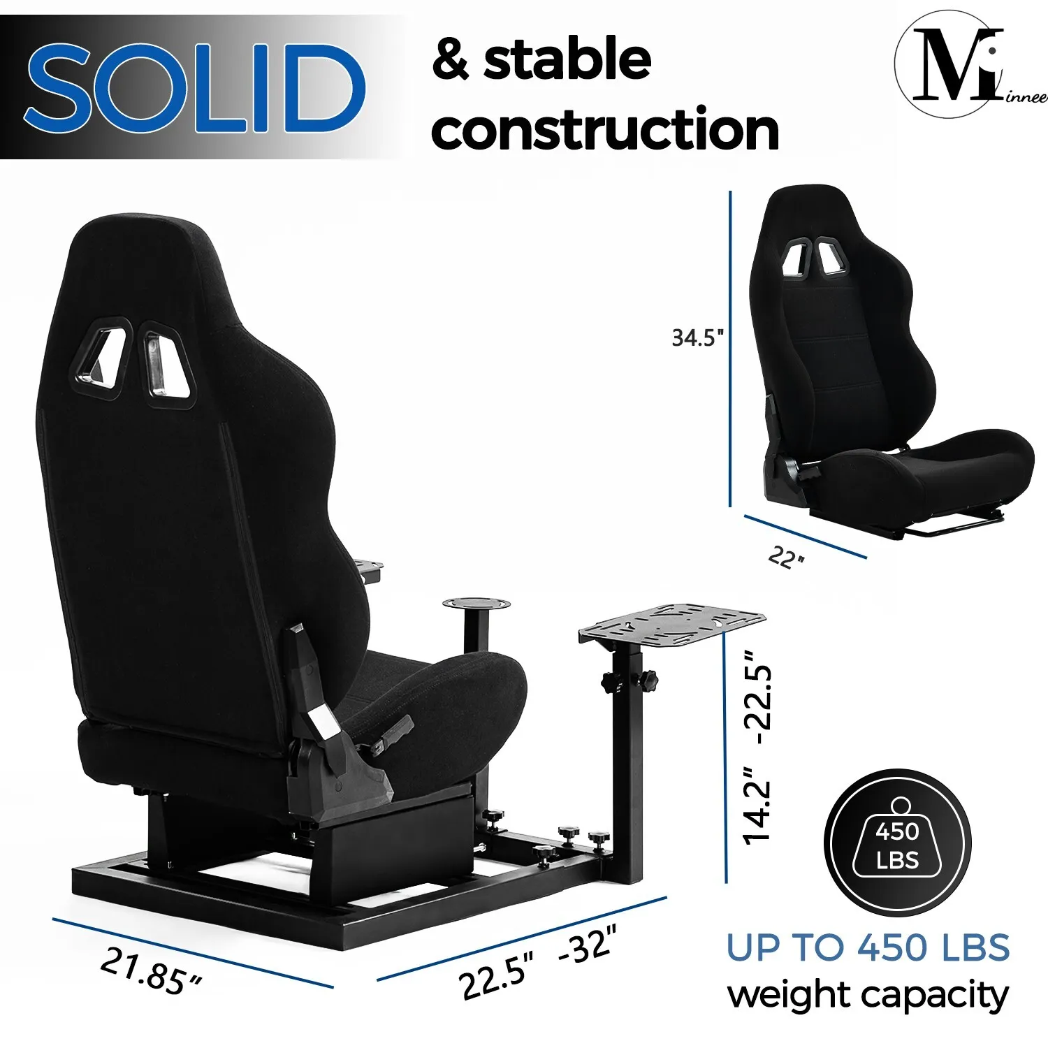 Minneer Flight Simulator Cockpit with Black Seat Fit for Logitech X52/X52pro/X56