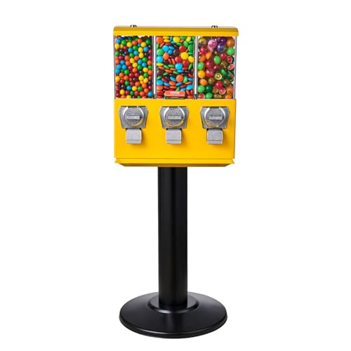 VEVOR Commercial Vending Machine, Triple Compartment Candy Dispenser with Iron Stand, Gumball and Candy Machine for Business