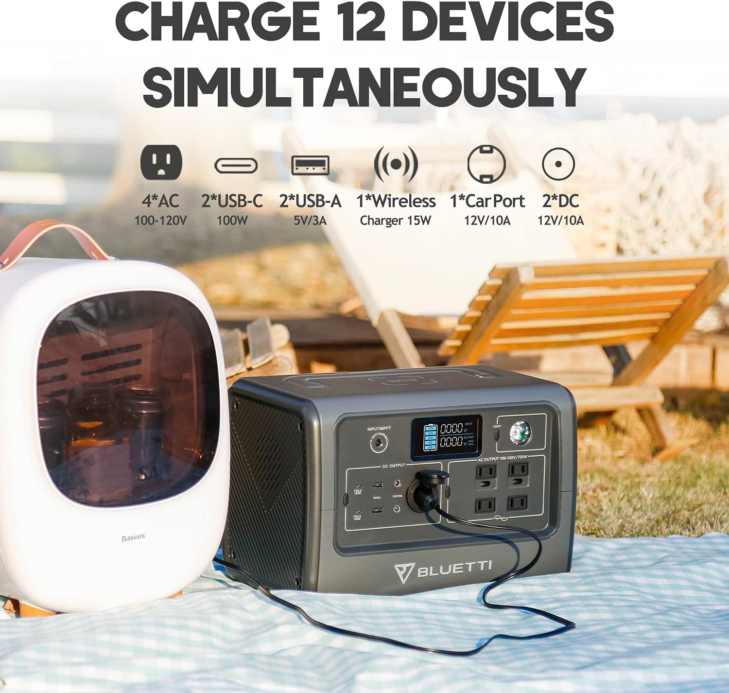BLUETTI EB70S Portable Power Station with PV200 200W Foldable Solar Panel Included, Solar Generator w/ 4x110V/800W AC Outlets
