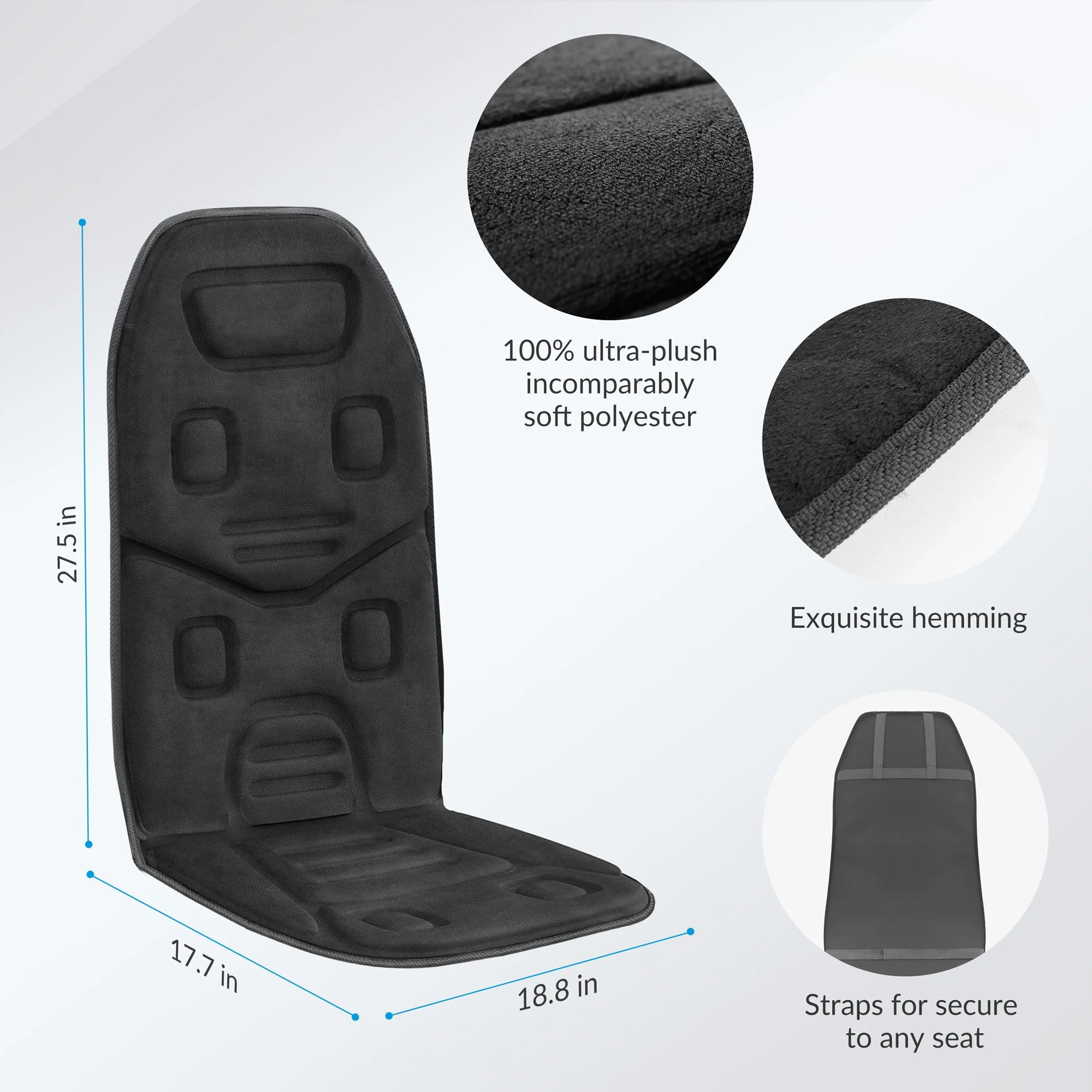 COMFIER Motors Massage Seat Cushion with 3 Level Heating Pad, Back Massager, Black, Gift for Men Women, Home/Car Use