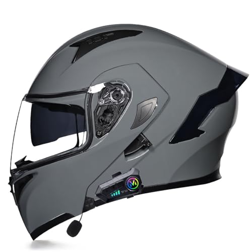Adults Bluetooth Motorcycle Helmet Full Face Sun Visors Modular Helmets Flip up Motorbike Sport Offroad Mountain Lightweight Helmet for Men Women