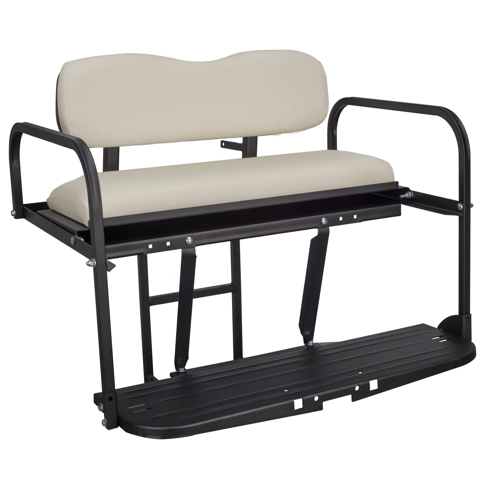 Gusto Golf Cart Rear Flip Seat Kit for A Yamaha G14, G16, G19, G22 (1995-2007), Aluminum / Ivory / Yes