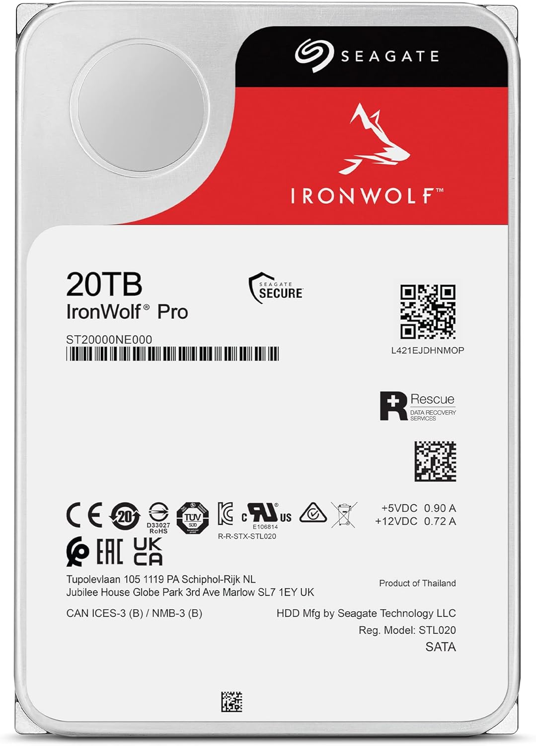 Seagate IronWolf Pro 20TB NAS Internal Hard Drive HDD – CMR 3.5 Inch SATA 6Gb/s 7200 RPM 256MB Cache for RAID Network Attached Storage