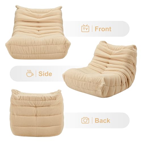 Bean Bag Chairs for Adults Giant Bean Bag Chair Memory Foam BeanBag Chair Big Bean Bag Sofa with Filler Faux Fur Fireside Beanbags Lazy Sofa for