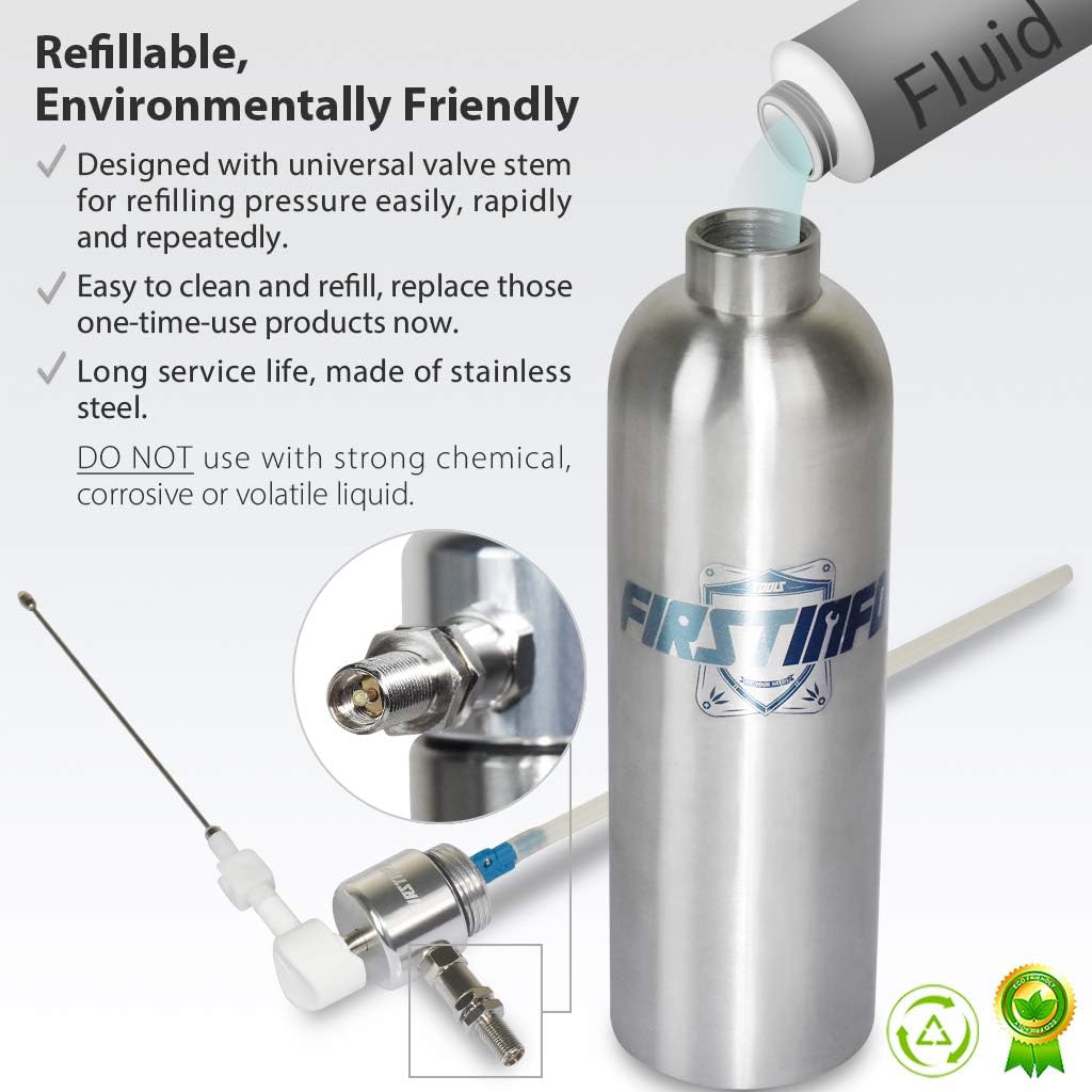 FIRSTINFO Aerosol Refillable Fluid Oil Pressure Storage Sprayer Can Stainless Steel Pneumatic Manual Compressed