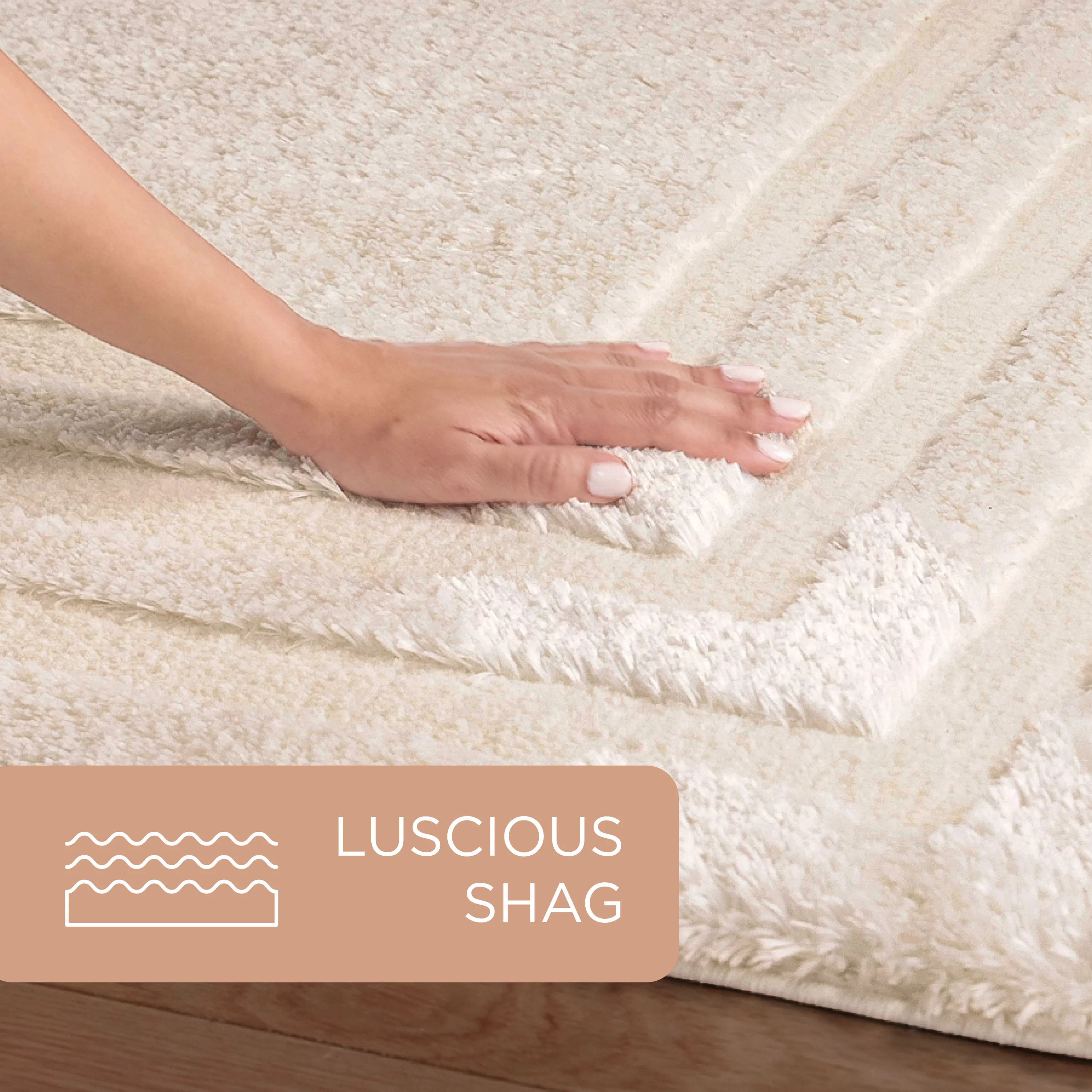TOWN & COUNTRY EVERYDAY Cloud Shag Plush Border Area Rug with High-Low Pile, Beige, 7'10"x10'2"