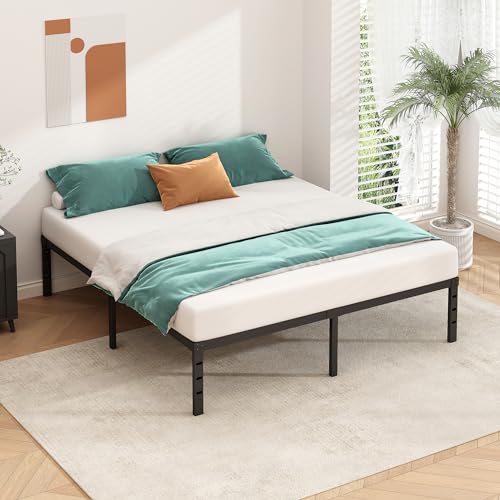 Metal Platform Bed Frame 14 Inch Tall Bed No Box Spring Needed,Twin Size Bed with Heavy Duty Strong Support Slats,Easy to Assemble,Black