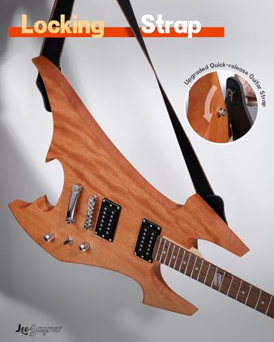 Leo Jaymz DIY Single Cut Electric Guitar Kits with Mahogany Body and Neck - Rosewood Fingerboard and All Components Included (LP Hollow)