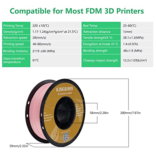Kingroon PLA 3D Printer Filament, 12Rolls, Dimensional Accuracy +/- 0.03 mm, 12kg Spool(26.4lbs)