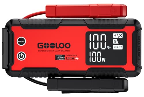 GOOLOO 6000A Jump Starter GT6000 Car Starter with 100W Bi-Directional Fast Charge