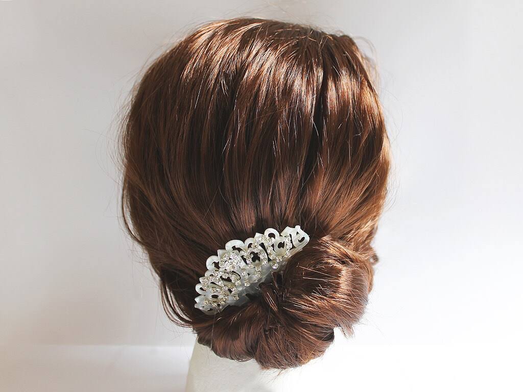 Aristocrafts Mother of Pearl Rhinestone Bridal Hair Comb, Art Deco Hair Comb, Art Nouveau, Spanish Comb, Mantilla Veil Accessory