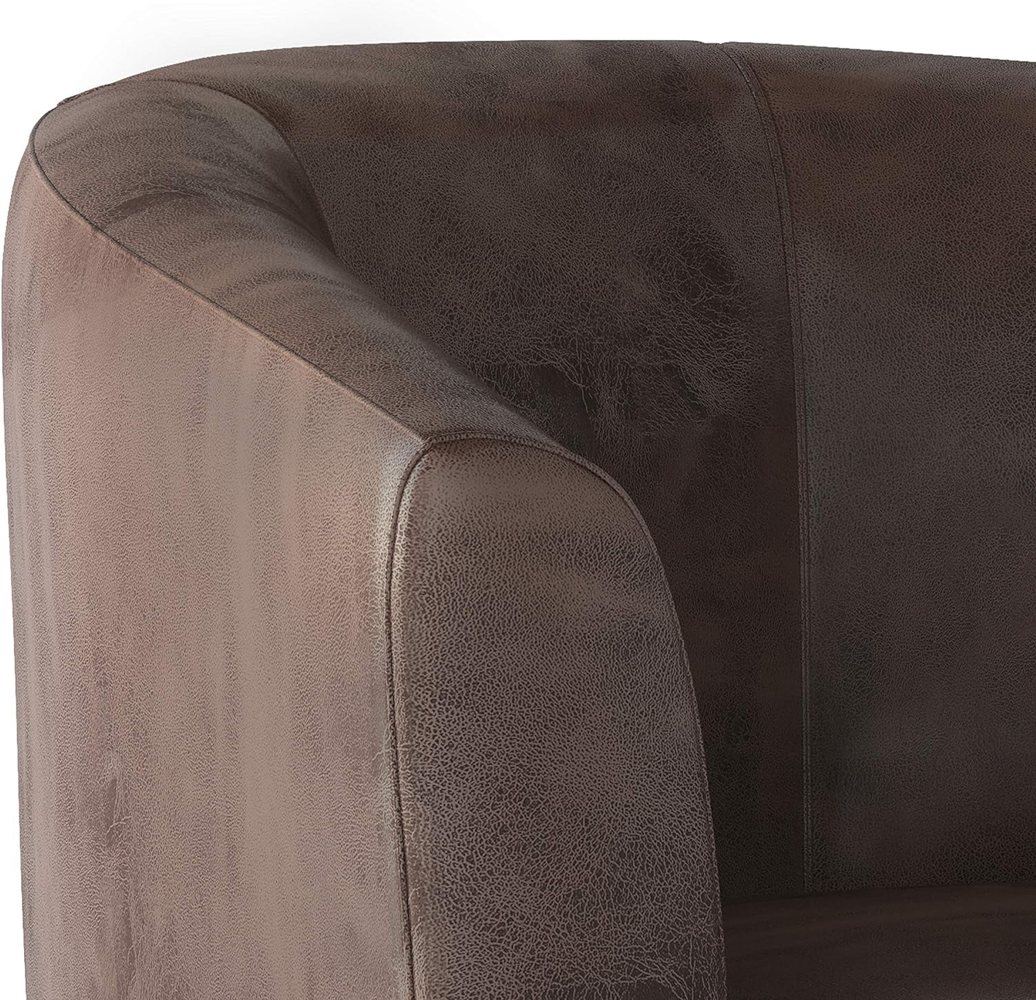 Austin 30 Inch Wide Contemporary Tub Chair In Faux Air Leather In Distressed Brown, With High Density Foam, SOLID WOOD Legs, Simple Assembly