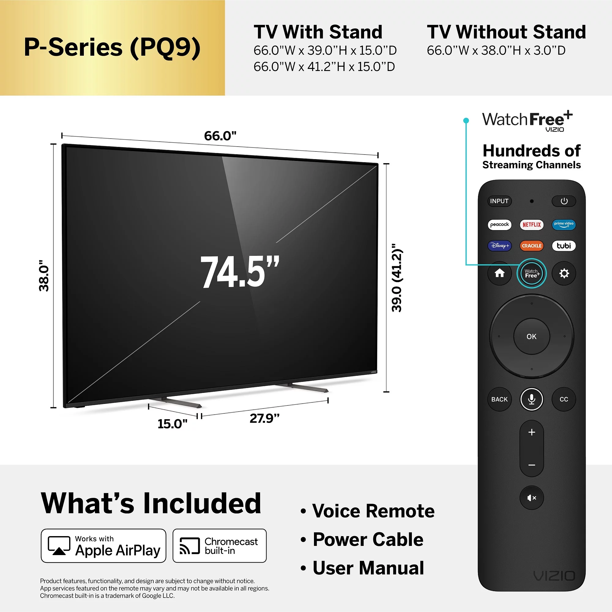 VIZIO 75 Class P-Series 4K QLED HDR Smart TV P75Q9-J01