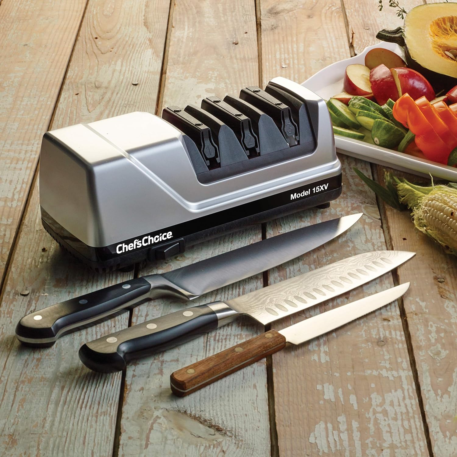 Chef'sChoice 15XV EdgeSelect Professional Electric Knife Sharpener with 100-Percent Diamond Abrasives and Precision Angle Guides for Straight Edge