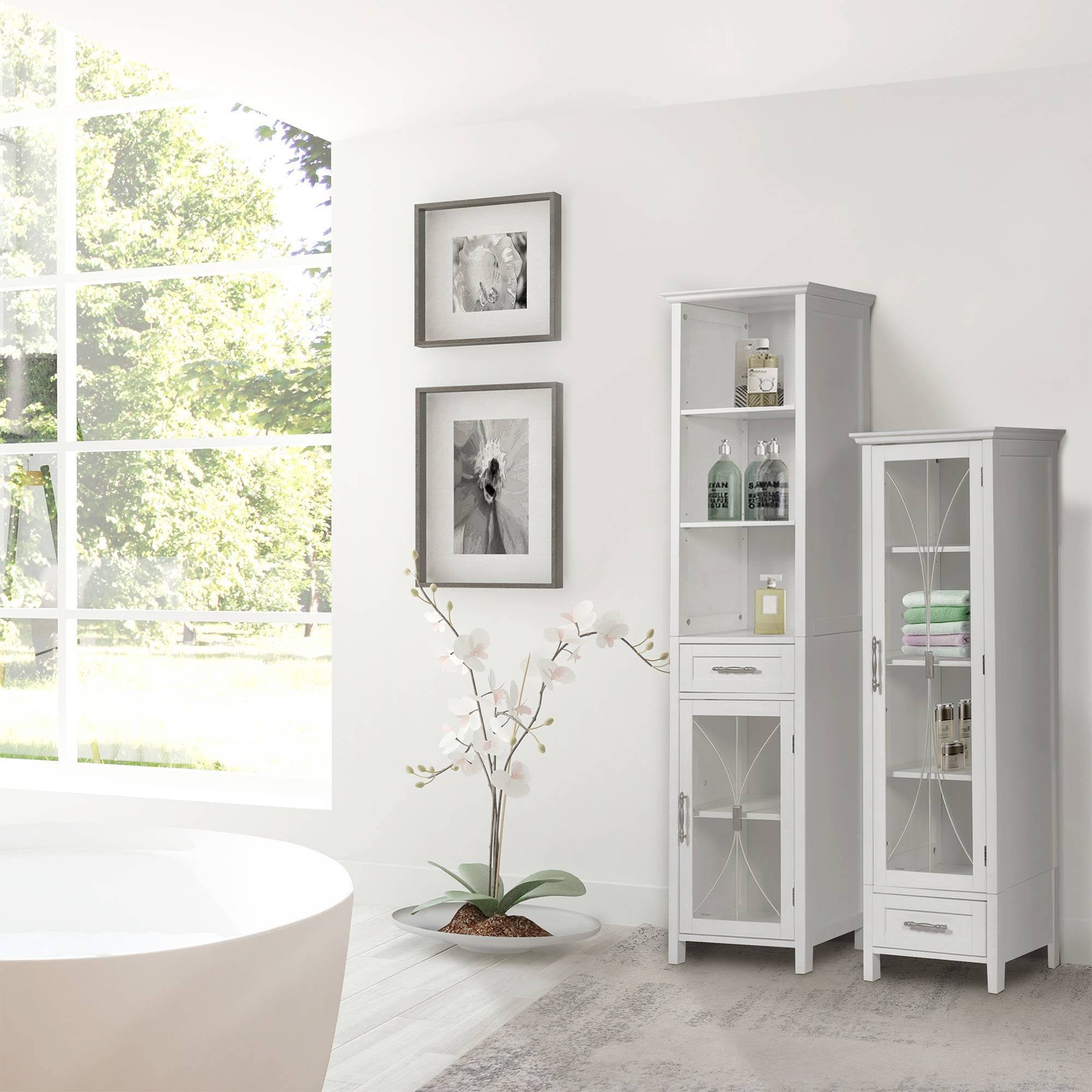 Elegant Home Fashions Delaney 1-Door Linen Cabinet, White