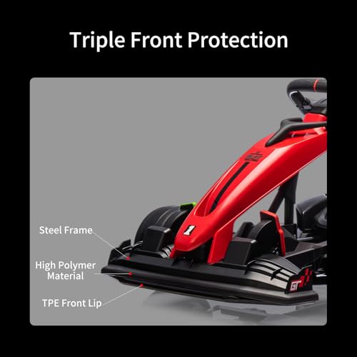 24V Electric Drift Kart for Kids, Ride Car with Adjustable Seat & 8.5MPH Speed, EVA Silent Wheels, Parent-Safety Certified Ride-On Toy