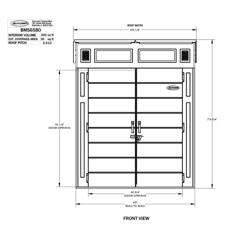 6' x 5' Suncast Modernist Plastic Garden Storage Shed - Peppercorn (1.89m x 1.73m)