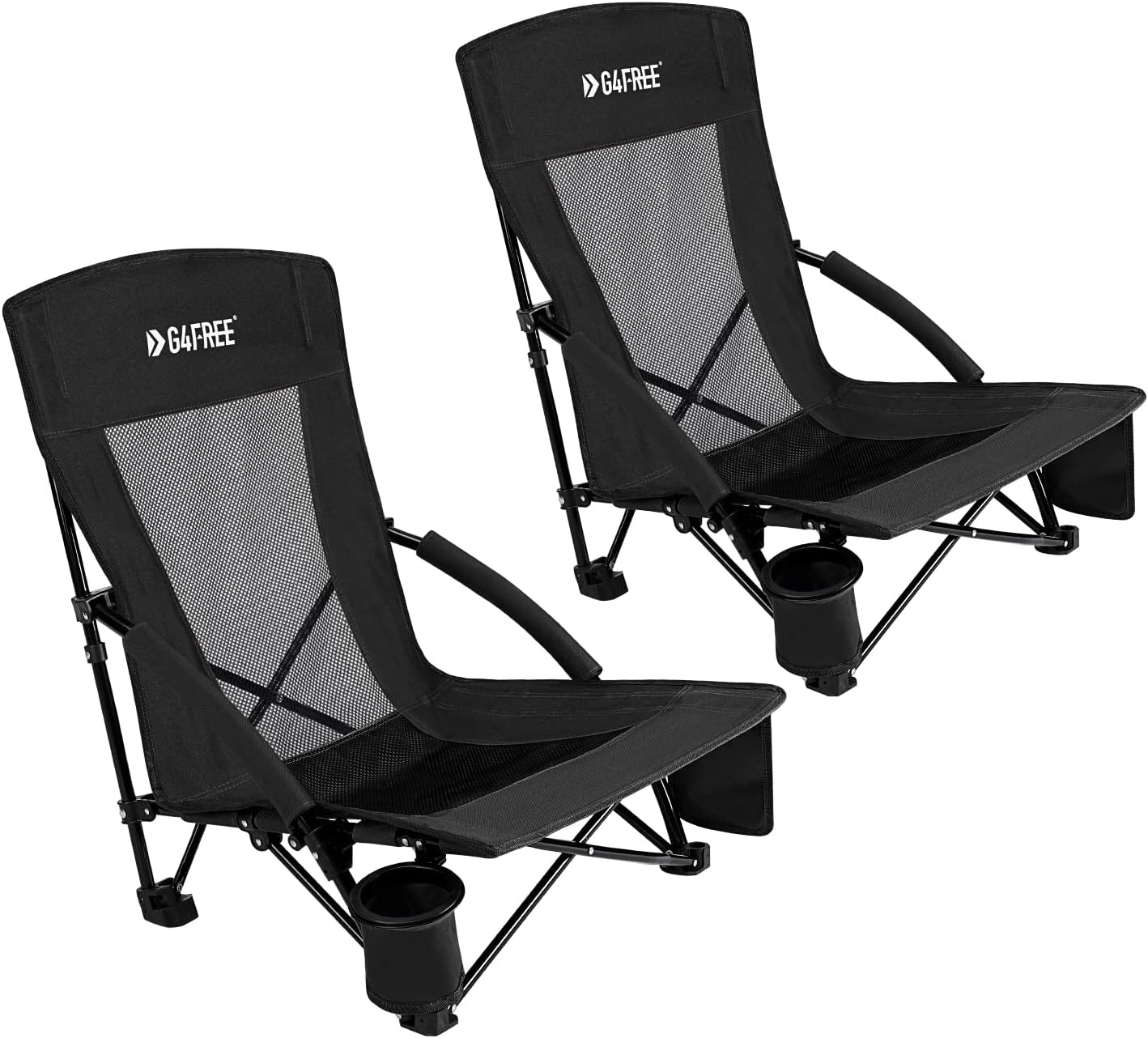 G4Free Low Sling Beach Chair, Folding Portable Beach Chair, Backpack Camping Chair for Adults with Mesh Back and Low Seat
