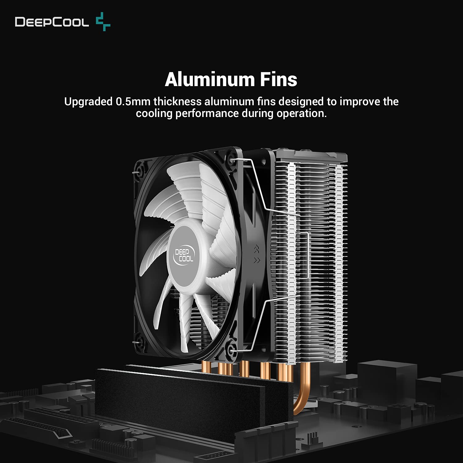 DEEPCOOL GAMMAXX GT A-RGB, CPU Air Cooler, SYNC A-RGB Fan and Black Top Cover, Cable or Motherboard Control Supported, 4 Heatpipes, 120mm A-RGB Fan