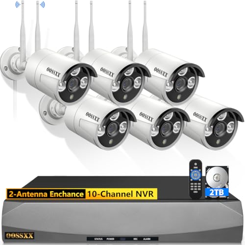 Dual Antennas for Wi-Fi Enhanced AI Human Detected 2K 3.0MP Wireless Security Camera System, Surveillance DVR Kits with 2TB Hard Drive