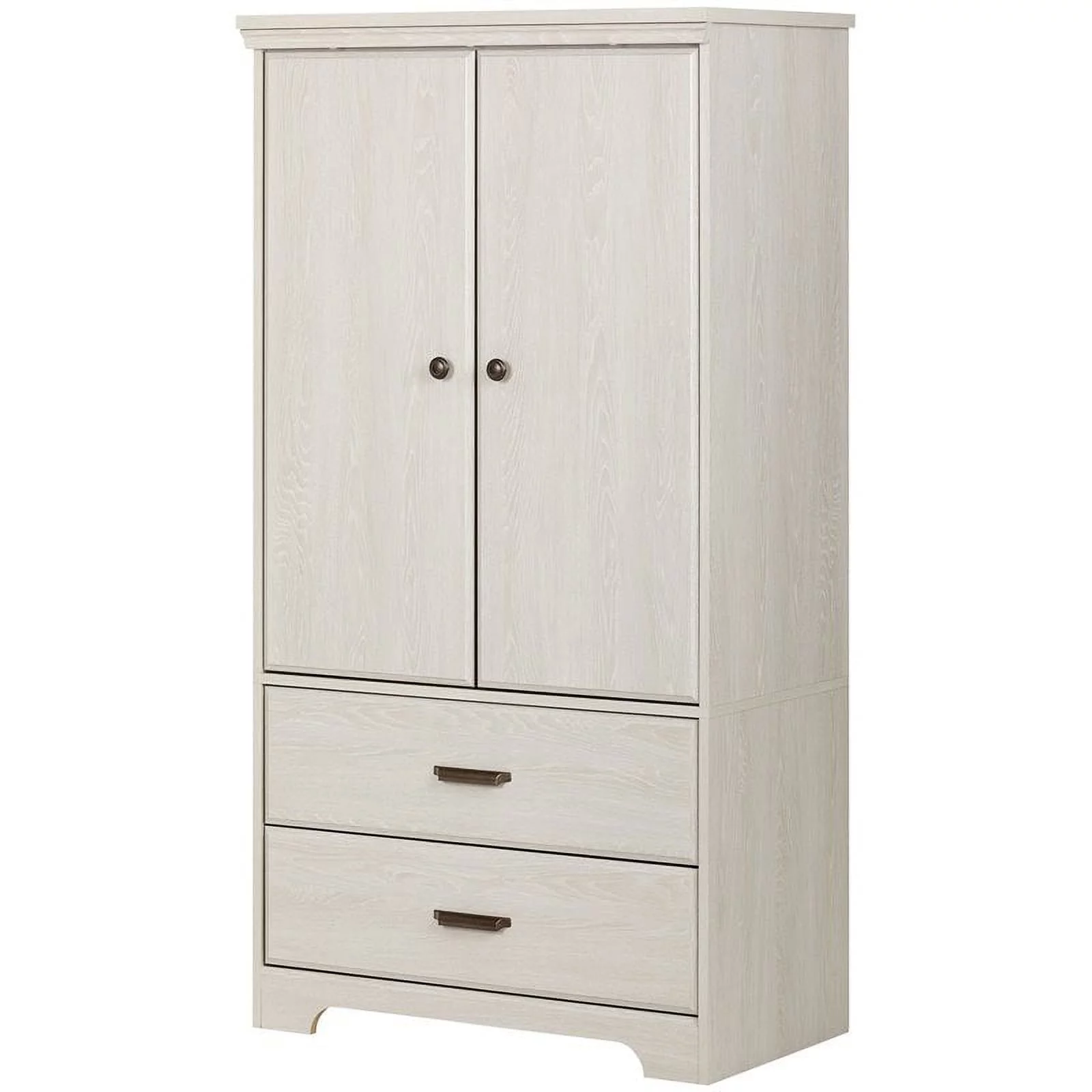 Pemberly Row 2-Drawer and Door Traditional Wood Armoire in Oak