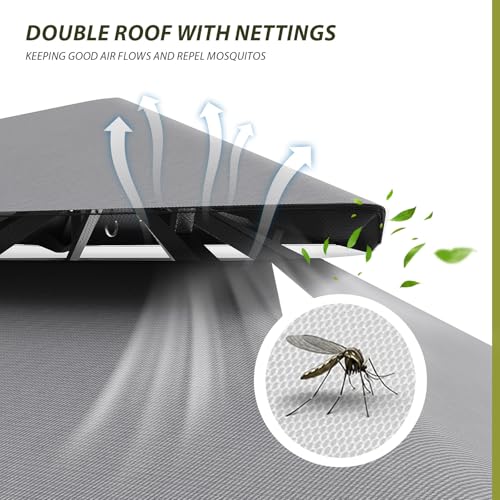 Aoxun 10'x12' Outdoor Patio Gazebo, Heavy Duty Party Tent with Wind-Resistant Ropes