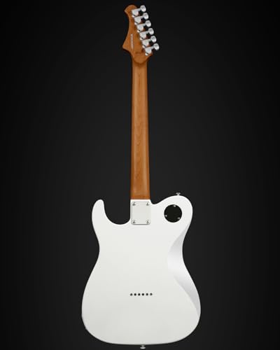 WestCreek TT-50KS Solid Body Electric Guitar, Mahogany Body, Maple Neck, Rosewood Fretboard, Rounded End Frets, Bone Nut, 22 Frets (Black)