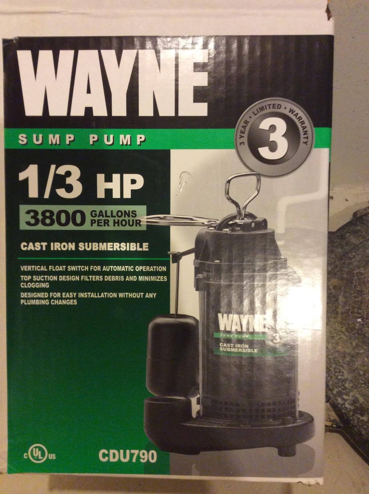 Wayne 1/3 HP Cast Iron Submersible Sump Pump Cdu790