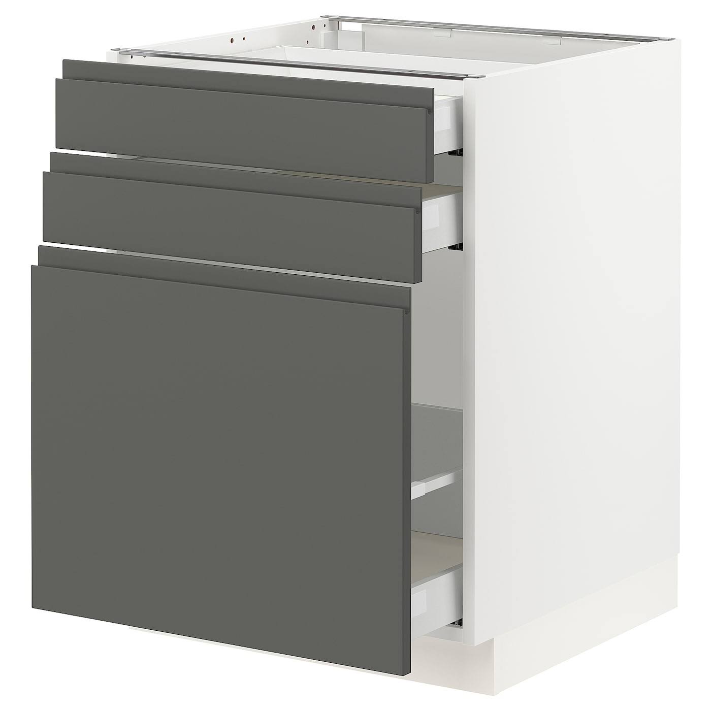 IKEA - SEKTION Base cabinet/p-out storage/2 Drawer, White Maximera/Voxtorp Dark Gray, 24x24x30 59307036
