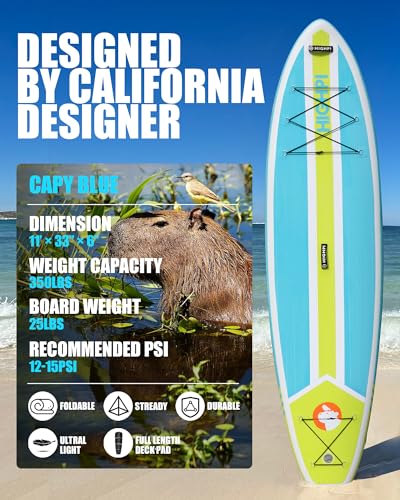 Highpi Inflatable Stand Up Paddle Board Premium SUP Accessories, Backpack, Wide Stance, Surf Control, Non-Slip Deck, Leash, Paddle and Pump