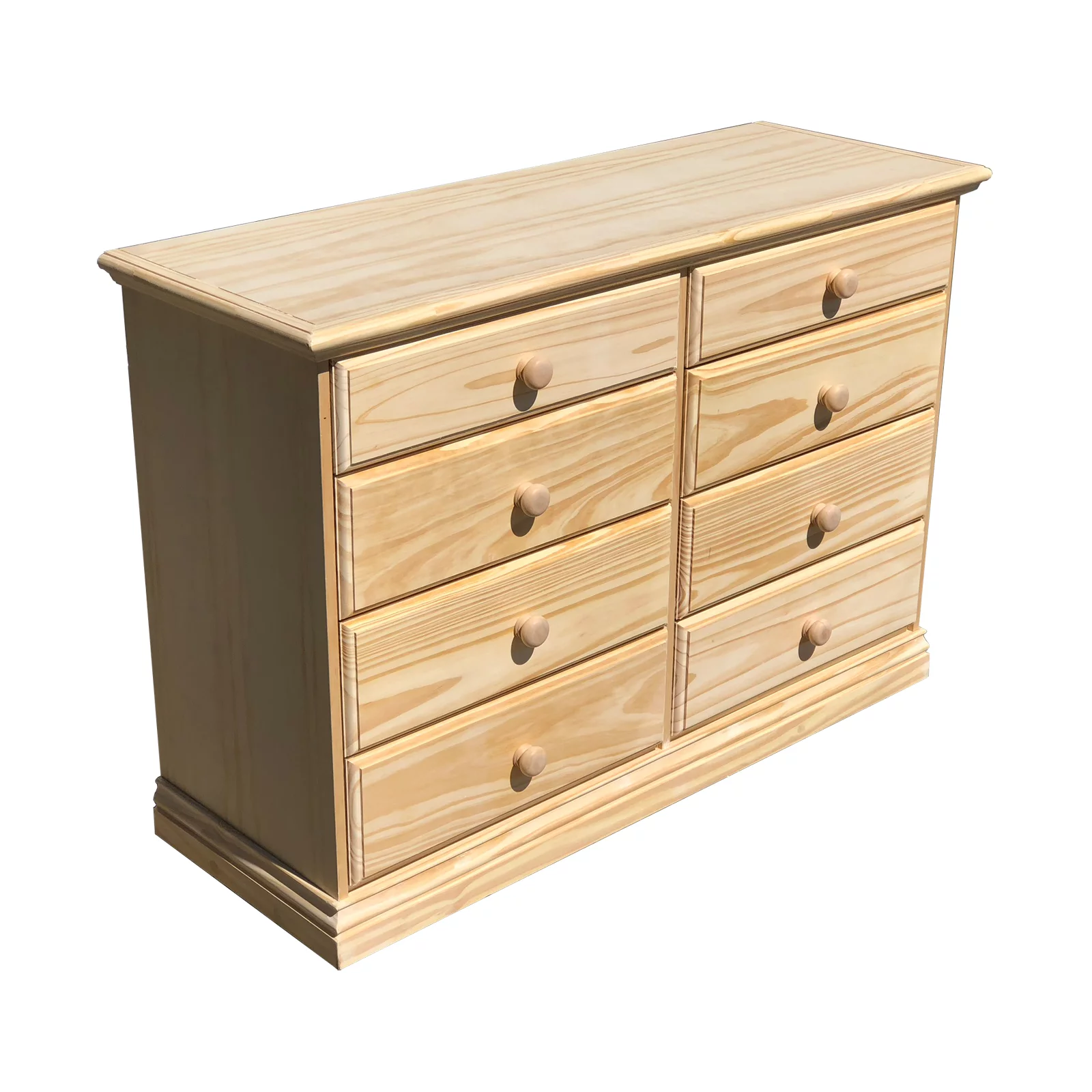 Wide Wooden Drawer Dresser Solid Pine Unfinished Chest of Drawers Fully Assembled