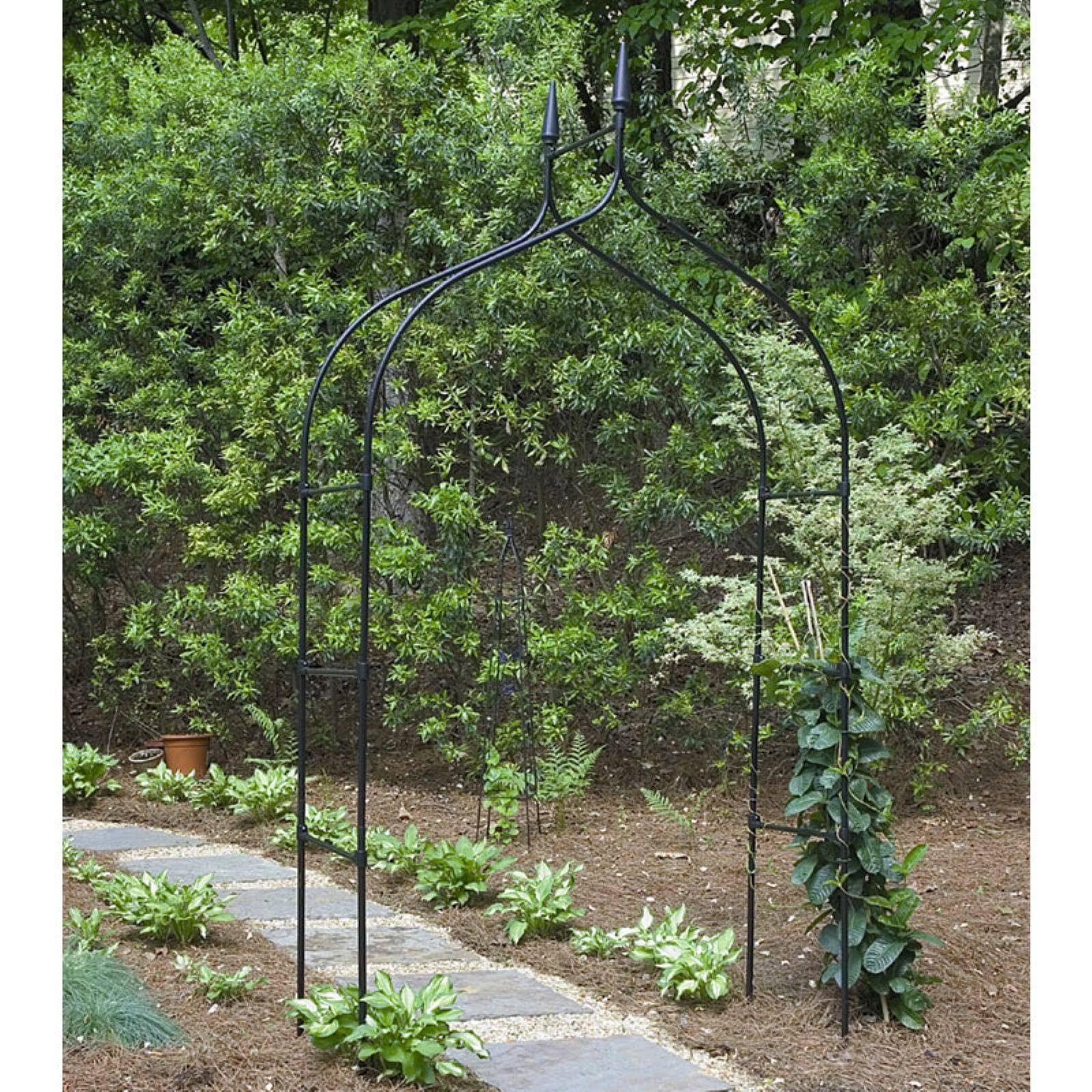 Garden Outdoor Metal Trellis Arch Arbor Patio Yard Wedding Entrance Decor Gate, Black - Megean