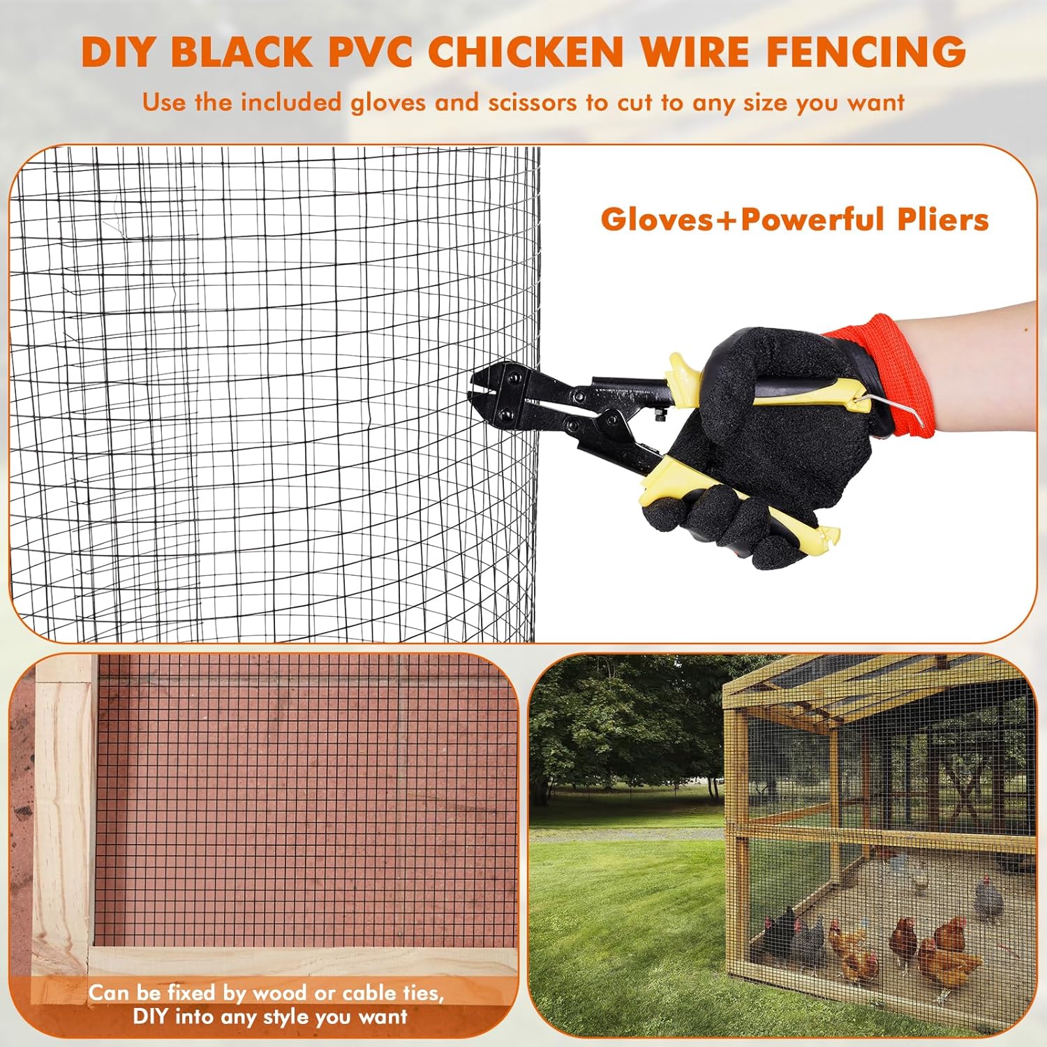 Hardware Cloth 1/2 inch 36 x 100 ft, 19 Gauge Square Vinyl Coated Galvanized Wire Metal Mesh Roll