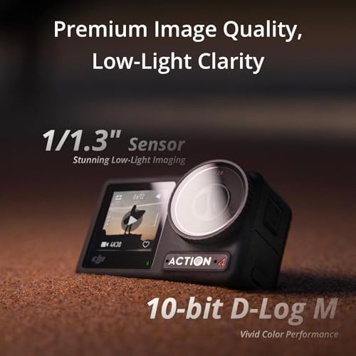 DJI Osmo Action 4 Standard Combo, 4K/120fps Waterproof Action Camera with a 1/1.3-Inch Sensor, Stunning Low-Light Imaging