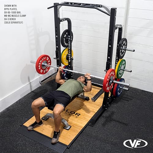 Valor Fitness Half Rack Squat Machine - 5 Position Multi-Grip Pull Up Station - Adjustable Height, Plate Storage