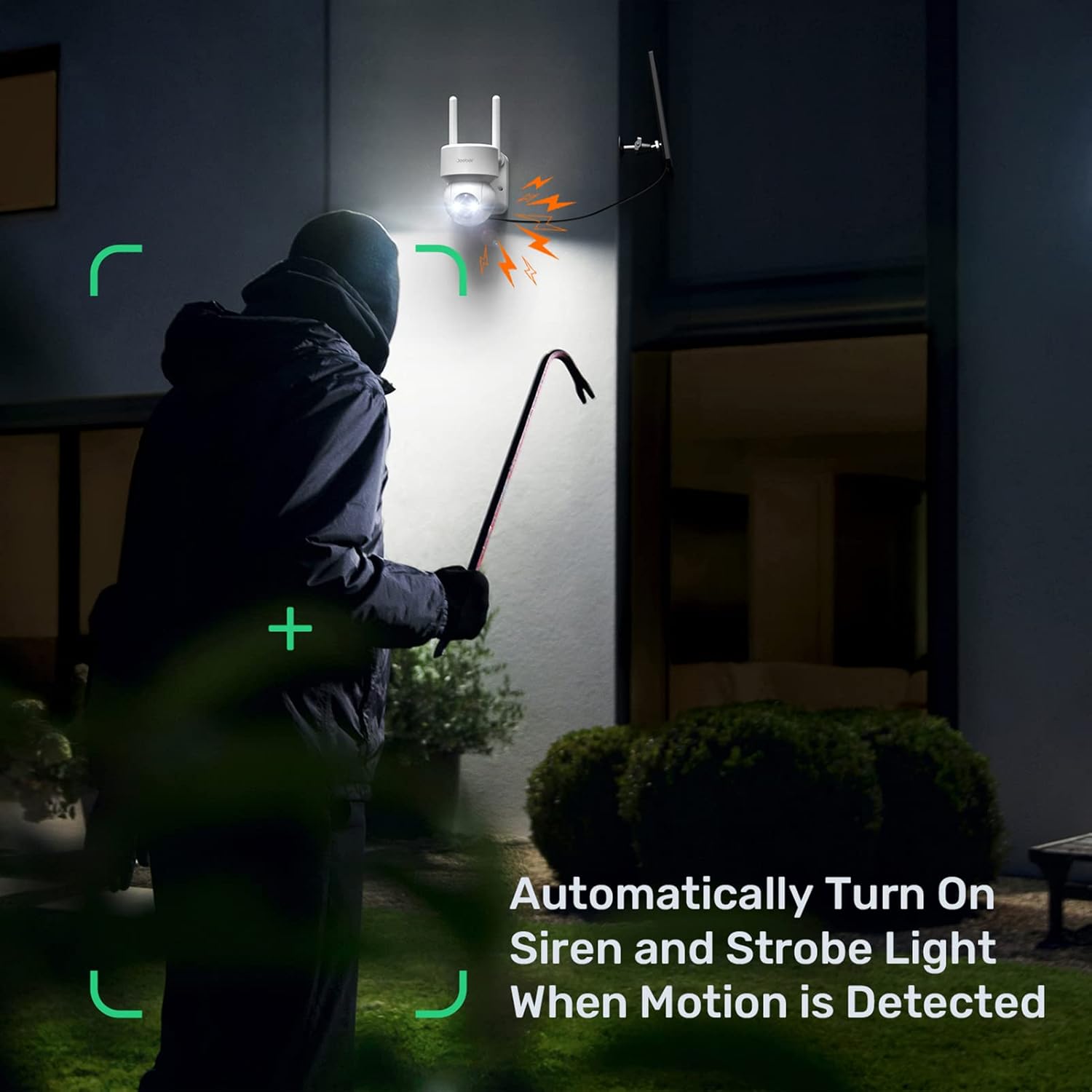 Solar Security Camera Outdoor Wireless WiFi with Spotlight and Siren, 360° PTZ Camera
