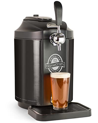 Homecraft Black Stainless Steel Easy-Dispensing Tap Beer Cooling System, Includes Reusable Growler