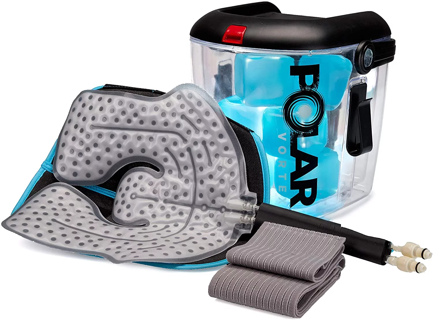 Cold Water Therapy System Kit by Polar Vortex - Ice Circulation Machine with 3-Strap Knee/Elbow/Shoulder Wrap and 4 Cold Cubes - Cryotherapy Kit