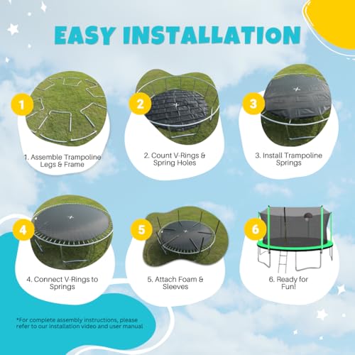 SkyBound Trampoline with Safety Enclosure Net - 10ft 12ft 14ft 15ft 16ft Large Outdoor Backyard ASTM Approved Trampolines for Kids & Adults
