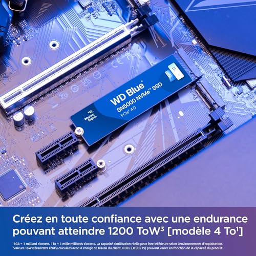 Western Digital 4TB WD Blue SN5000 NVMe Internal Solid State Drive SSD - PCIe Gen 4.0, M.2 2280, Up to 5,500 MB/s - WDS400T4B0E